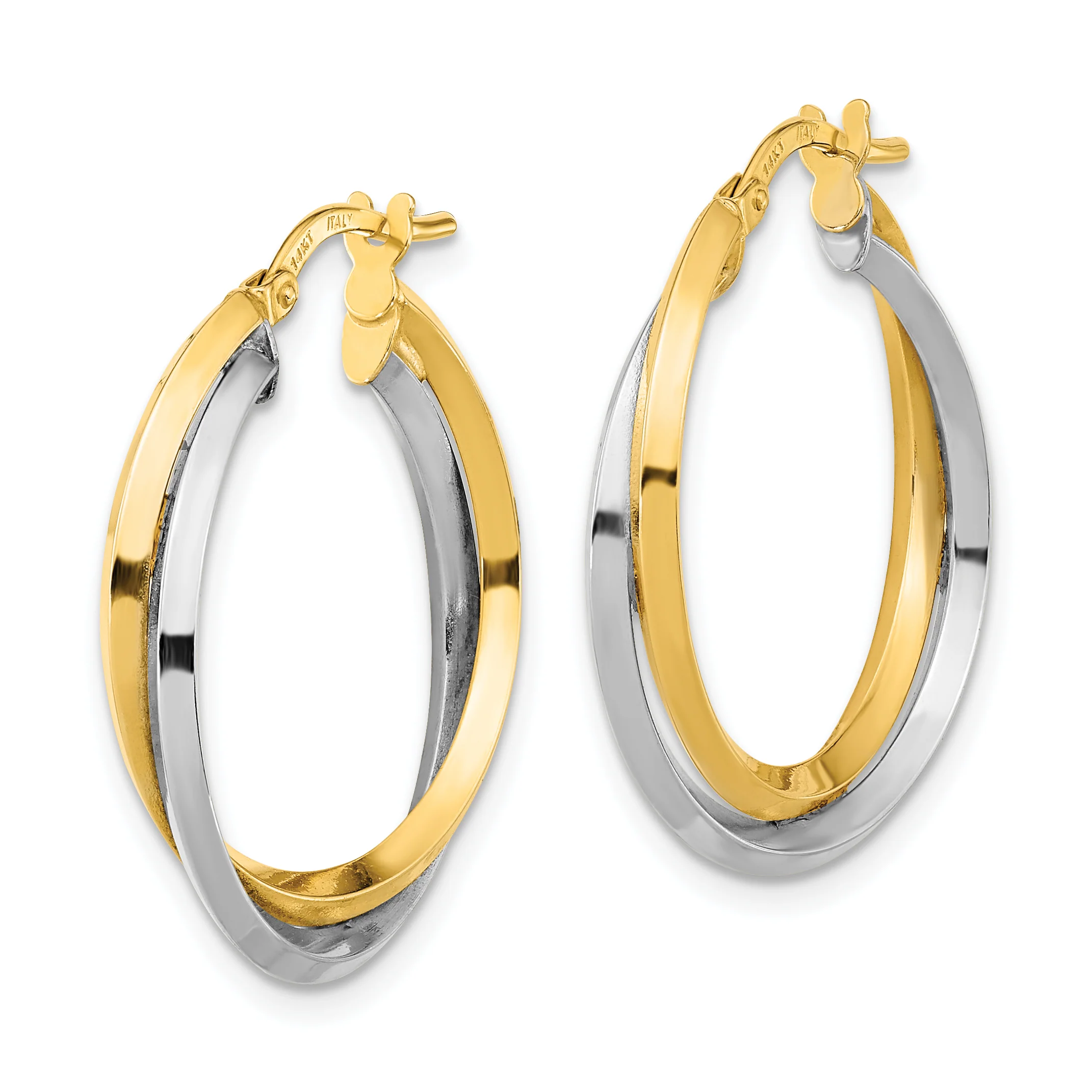Aros Dobles Pulidos en Oro Bicolor de 14k - Image 2