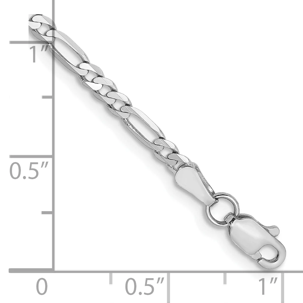 Pulsera Figaro plana de 14k WG de 2,75 mm - Image 2
