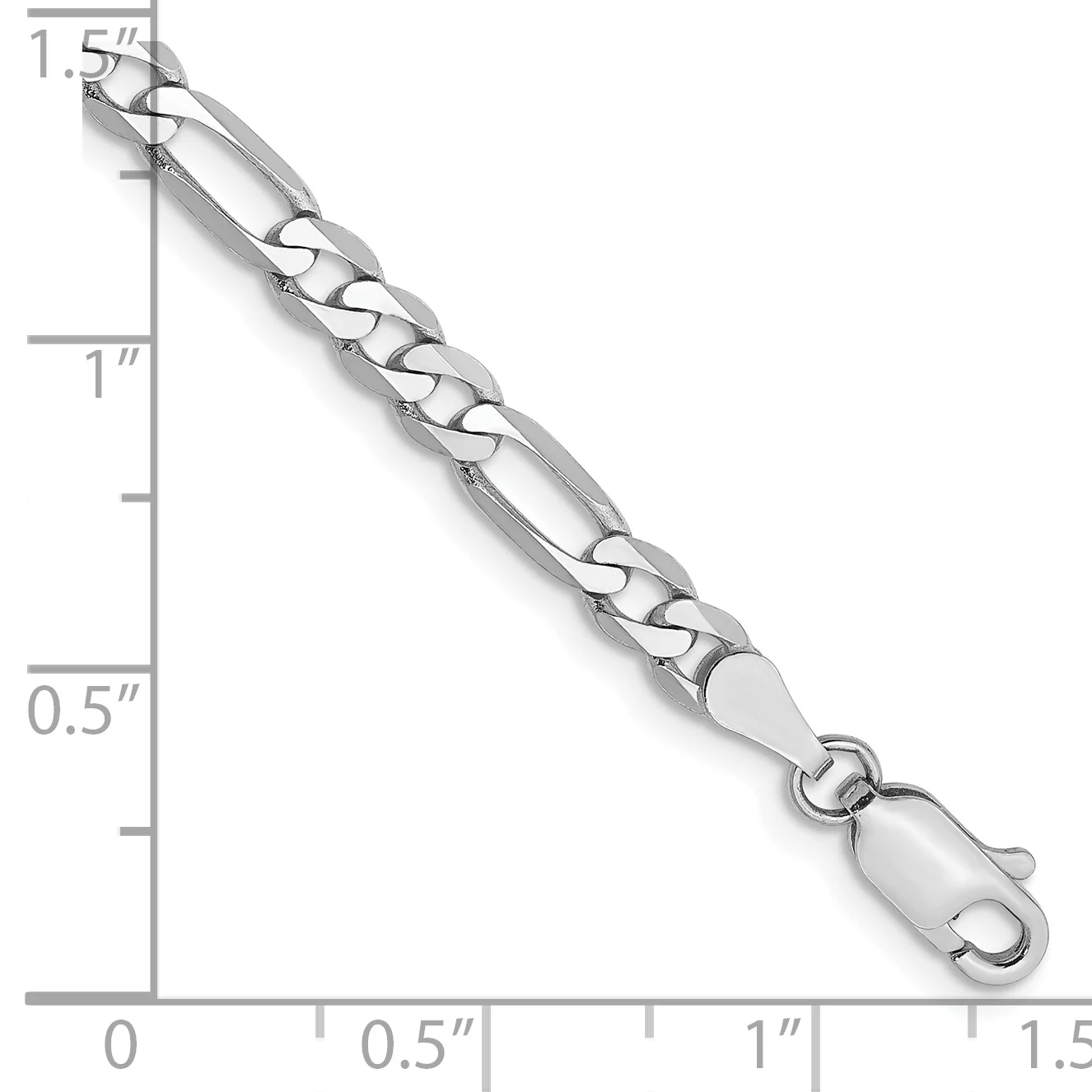Pulsera Figaro plana de 14k WG y 4mm - Image 2