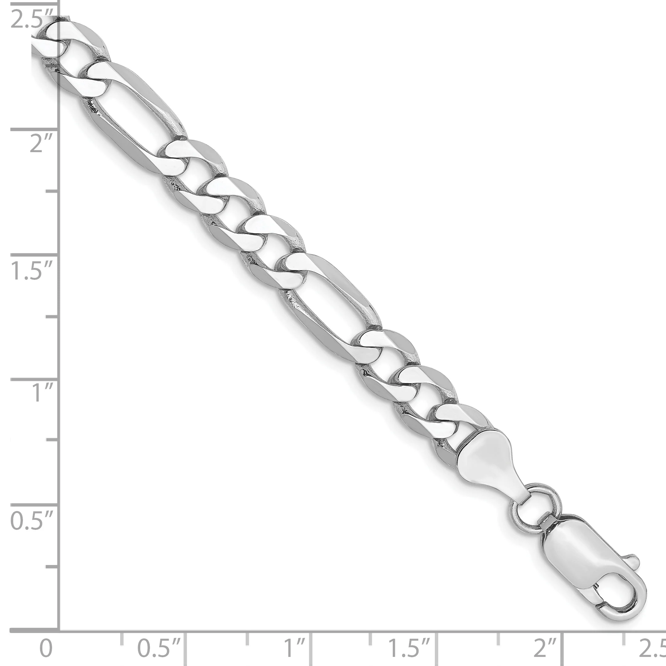 Pulsera Figaro plana de 14k WG y 6mm - Image 2