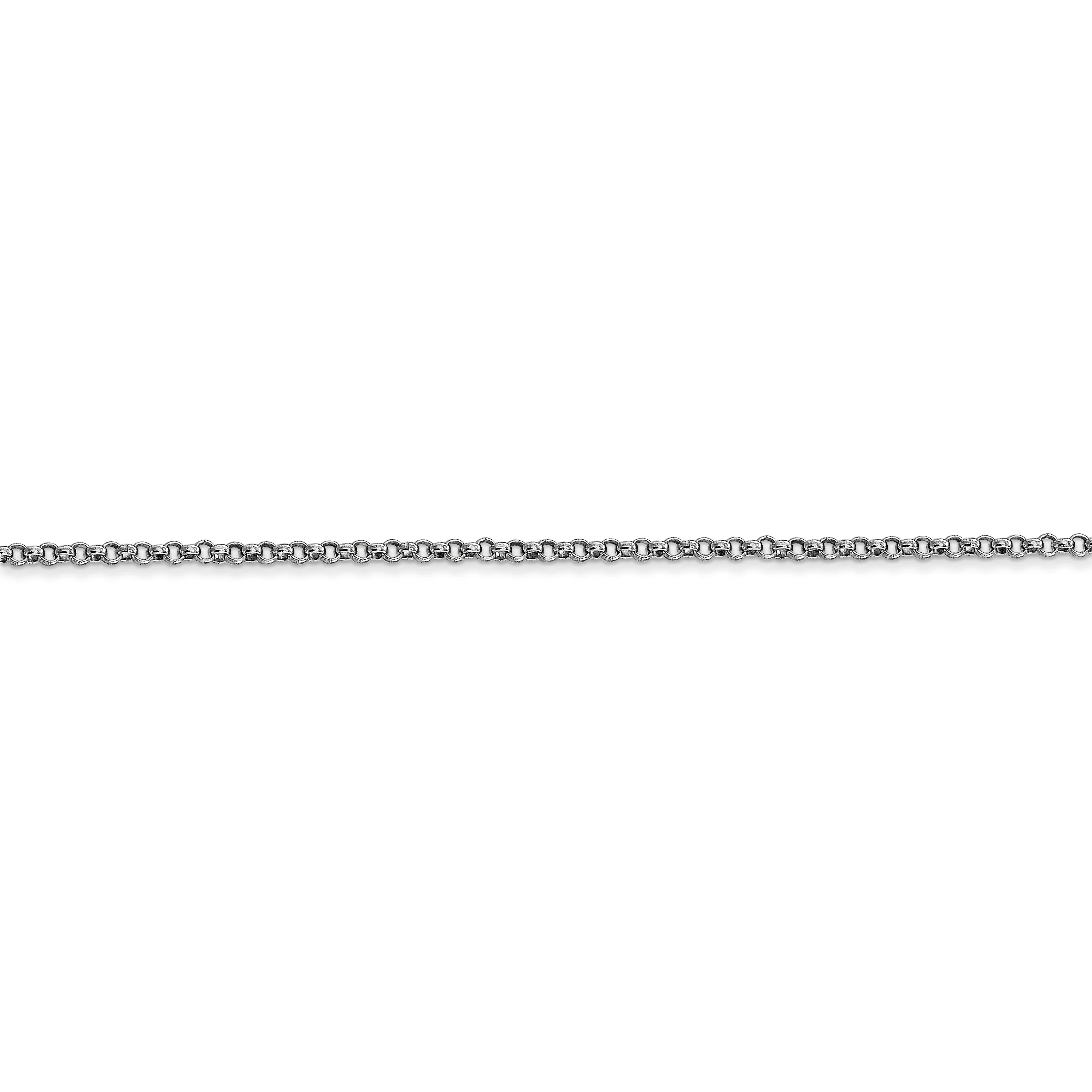 Cadena con Colgante Rolo de 1.55 mm en Oro Blanco de 14k - Image 2