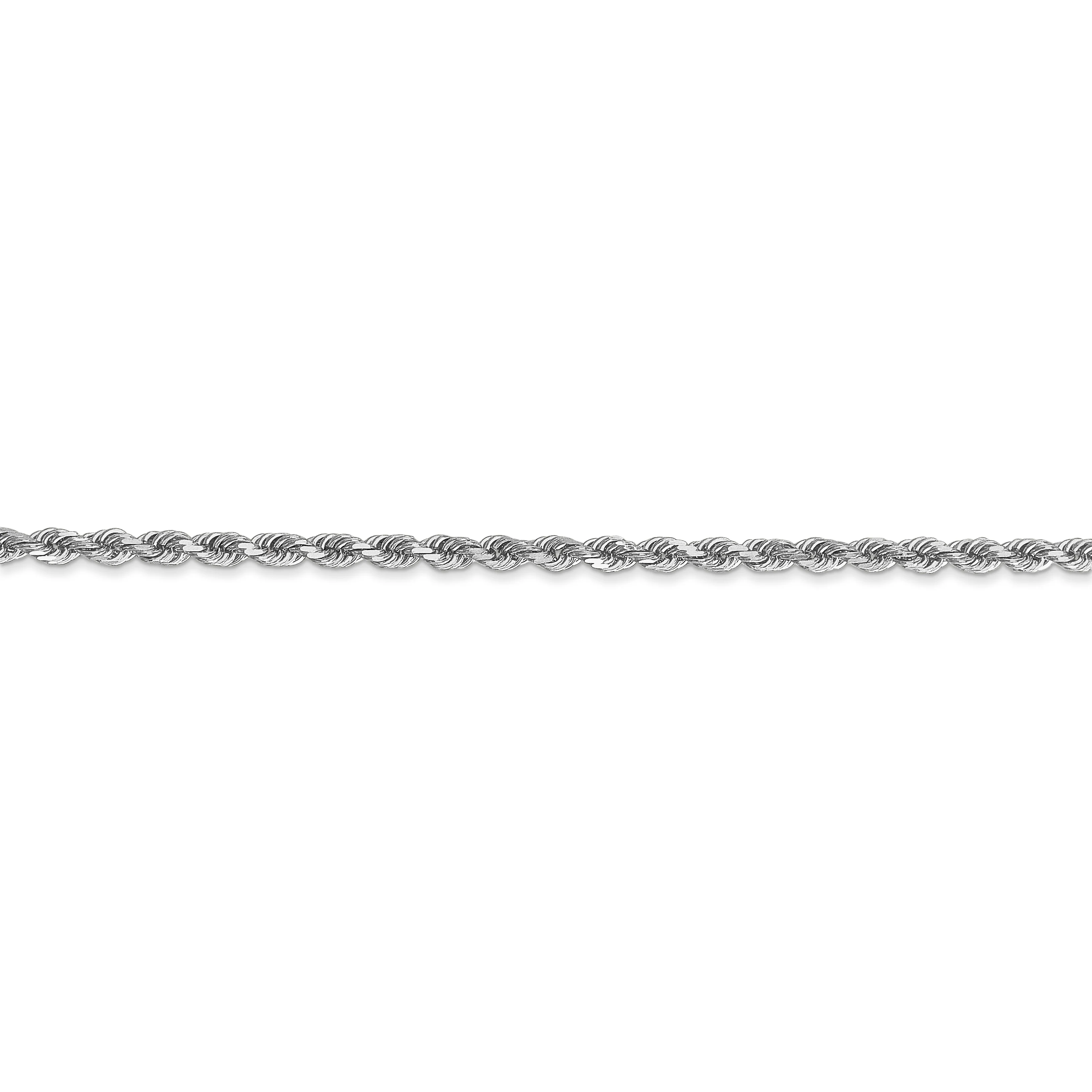 Cuerda D/C de 2,25 mm de oro blanco de 14 k con cadena con cierre de langosta - Image 2
