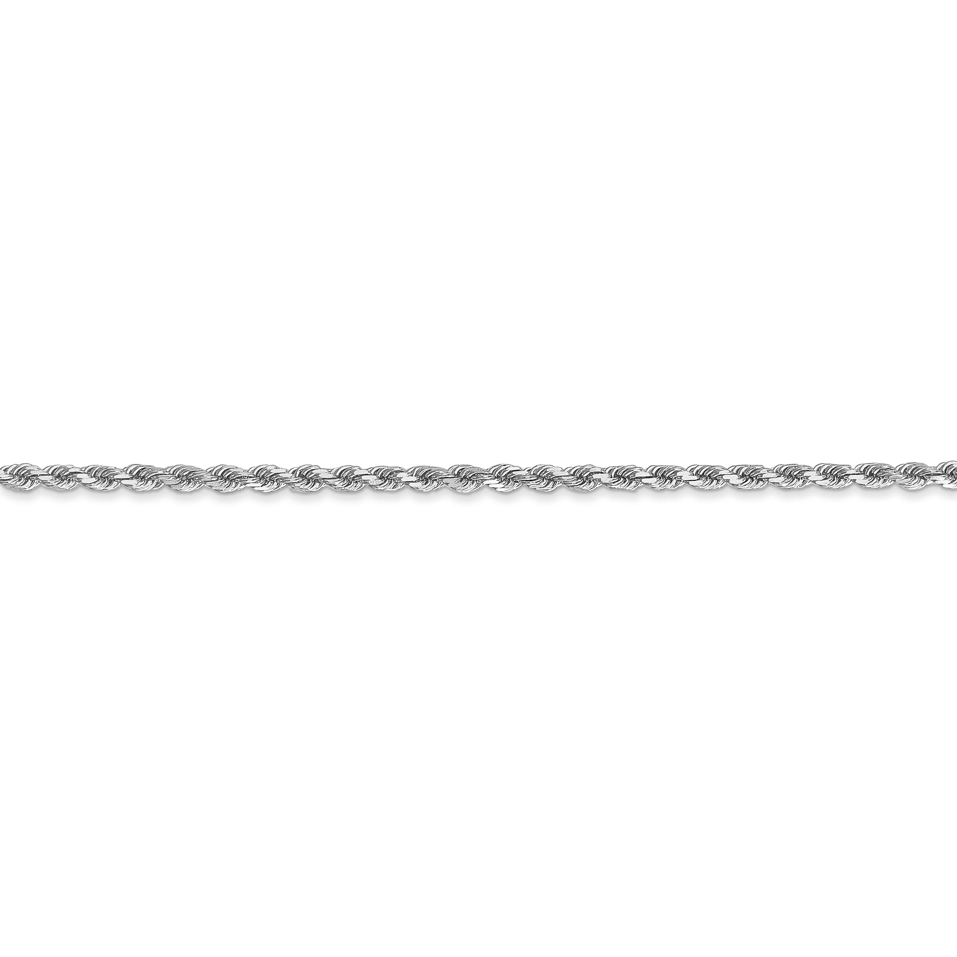 Cuerda D/C de 2 mm de oro blanco de 14 k con cadena con cierre de langosta - Image 2
