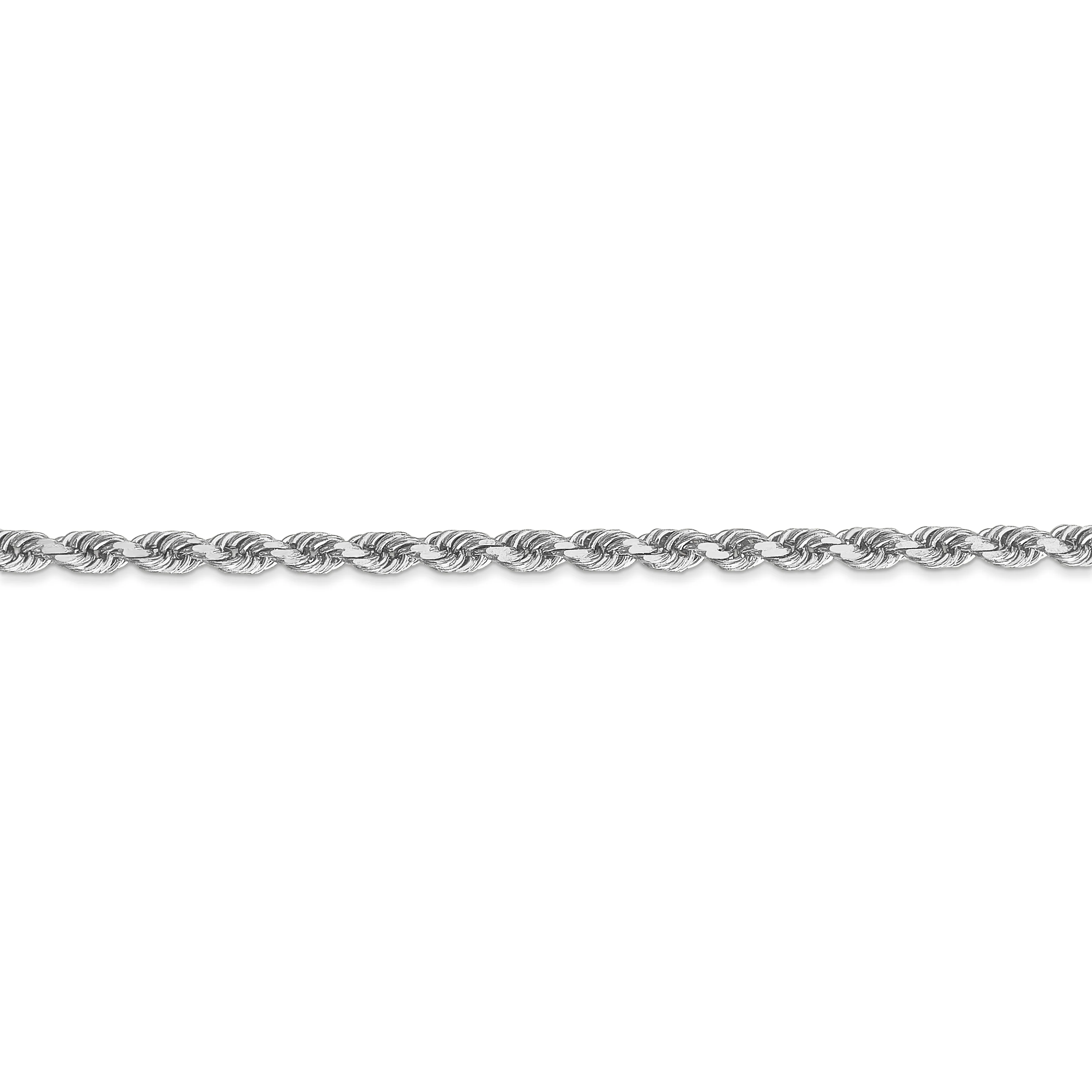 Cuerda D/C de 3 mm de oro blanco de 14 k con cadena con cierre de langosta - Image 2
