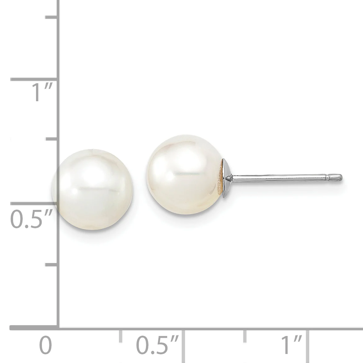 Pendientes de Poste 14K Oro Blanco con Perlas Cultivadas de Mar del Sur Redondas de 8-9mm - Image 3