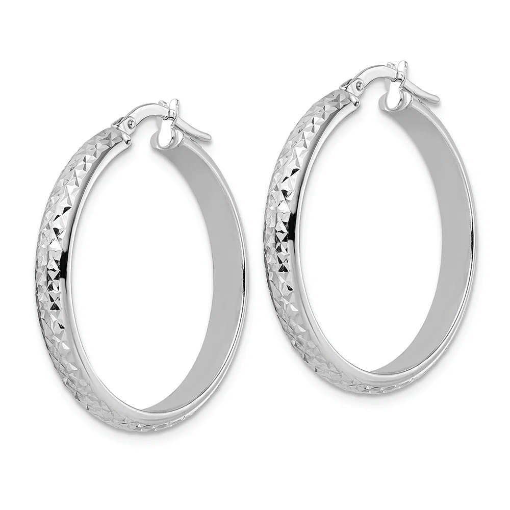 Pendientes de aro de oro blanco de 14 quilates con talla de diamante - Image 2