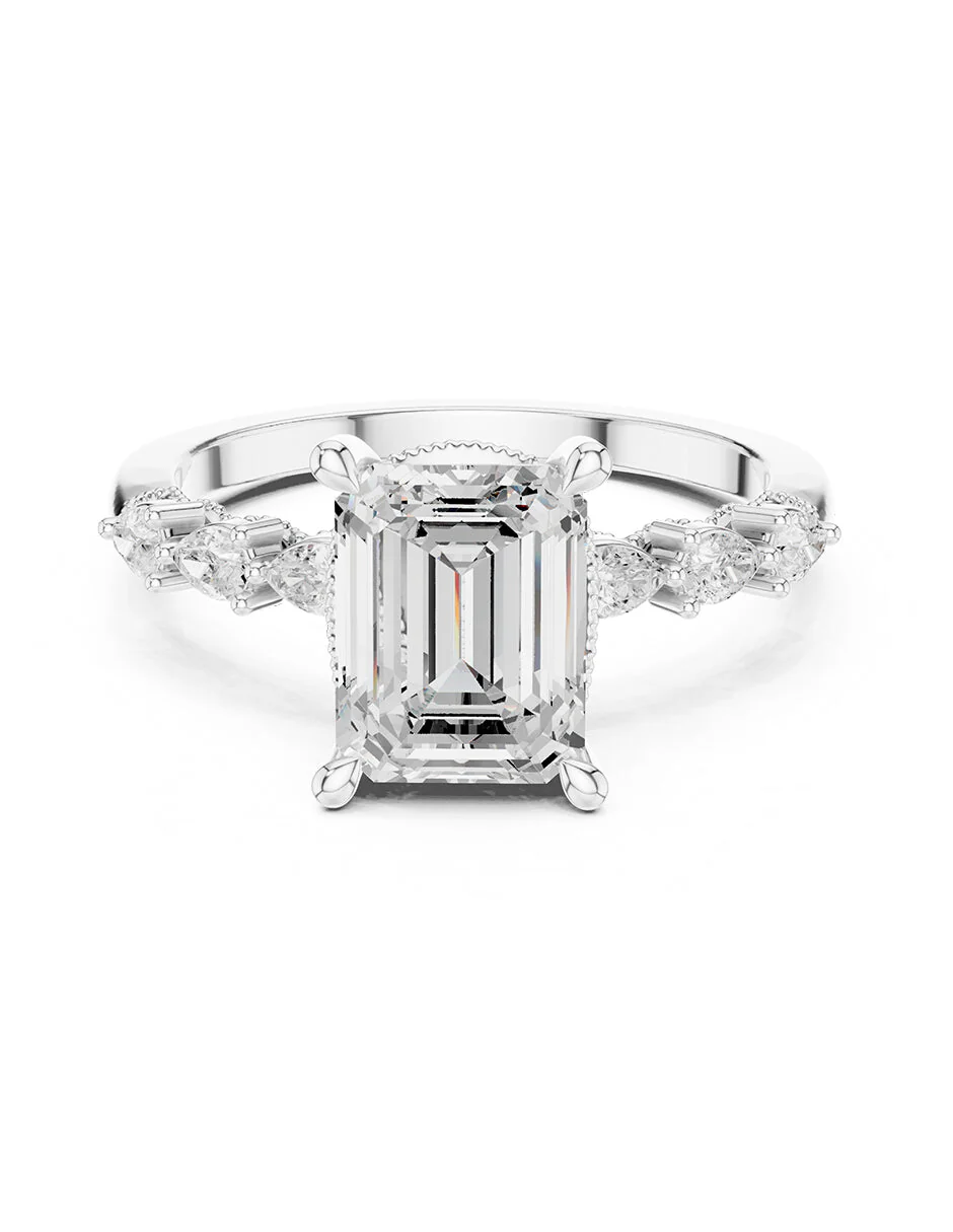 Montura para personalizar - piedras laterales - AMORE165-EM