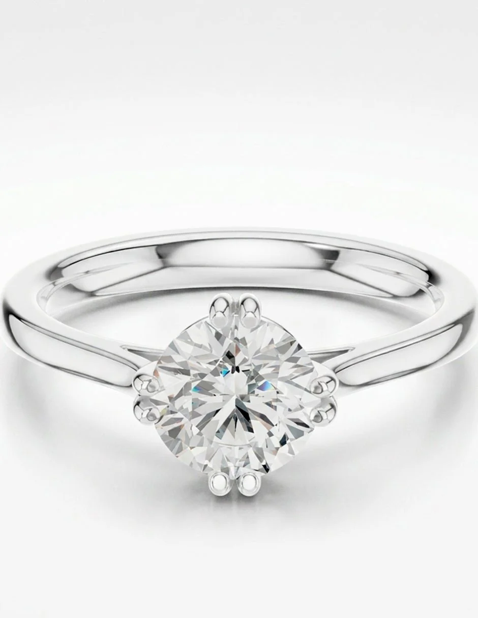 Anillo estilo solitario con diamante natural redondo 0.26 ct, color G, claridad VS2 - Image 5