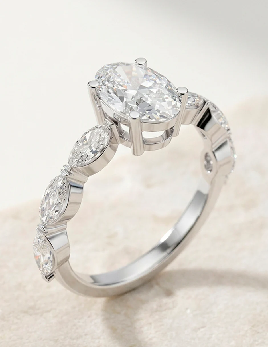 Montura para personalizar - piedras laterales - AMORE173-OV - Image 16