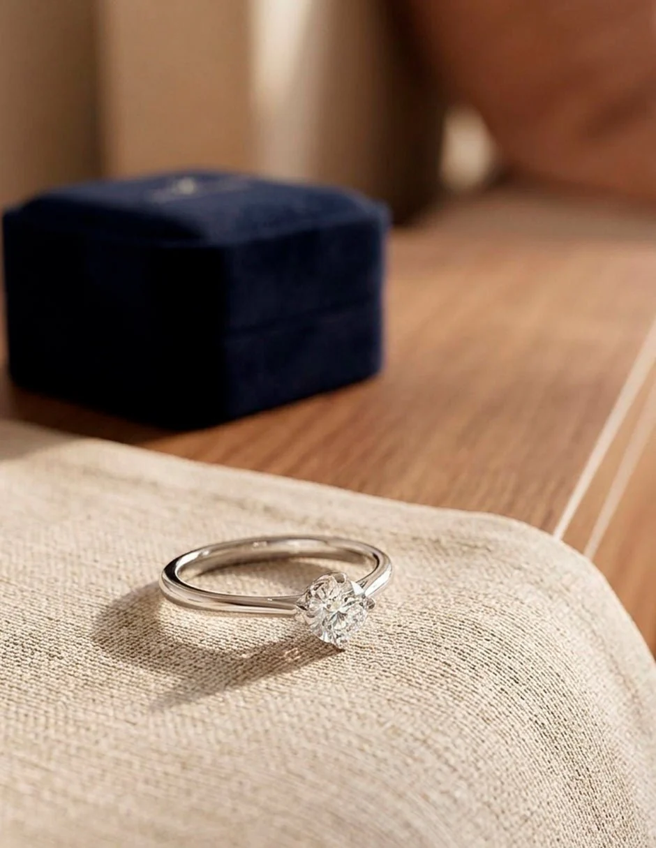 Anillo estilo solitario con diamante natural redondo 0.23 ct, color D, claridad VVS2 - Image 5