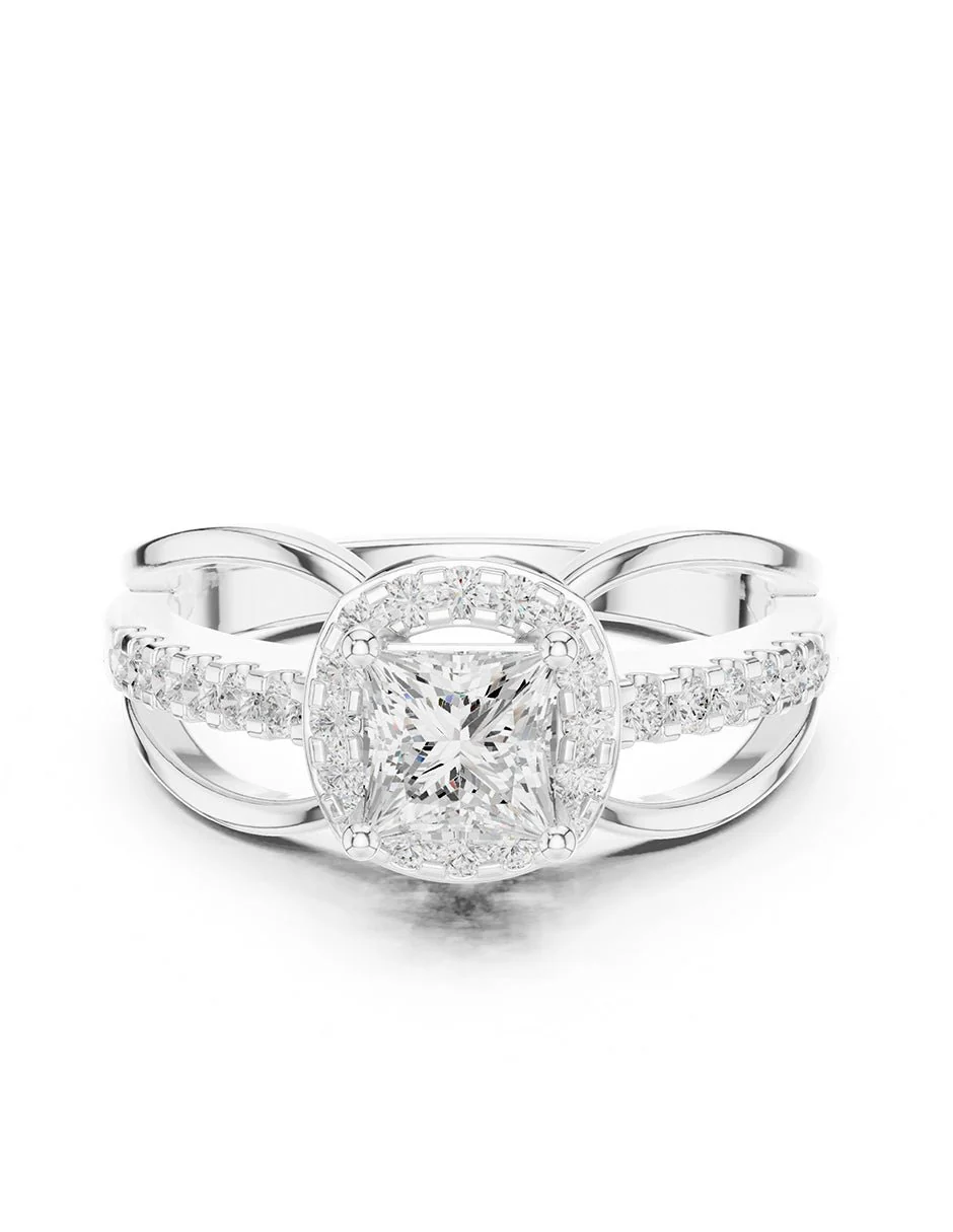 Montura para personalizar - piedras laterales - AMORE228-PR