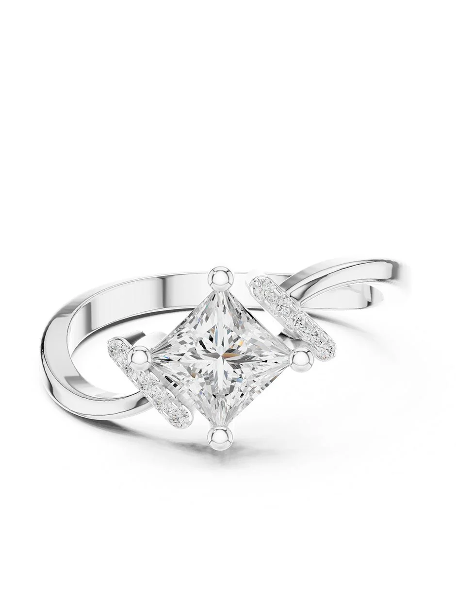 Montura para personalizar - piedras laterales - AMORE238-PR