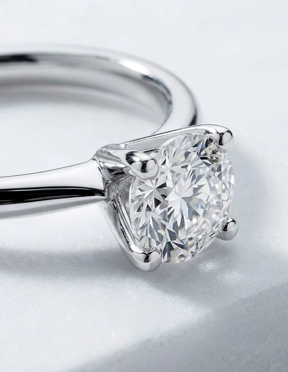 Anillo estilo solitario con diamante natural redondo 0.27 ct, color D, claridad VS1 - Image 7