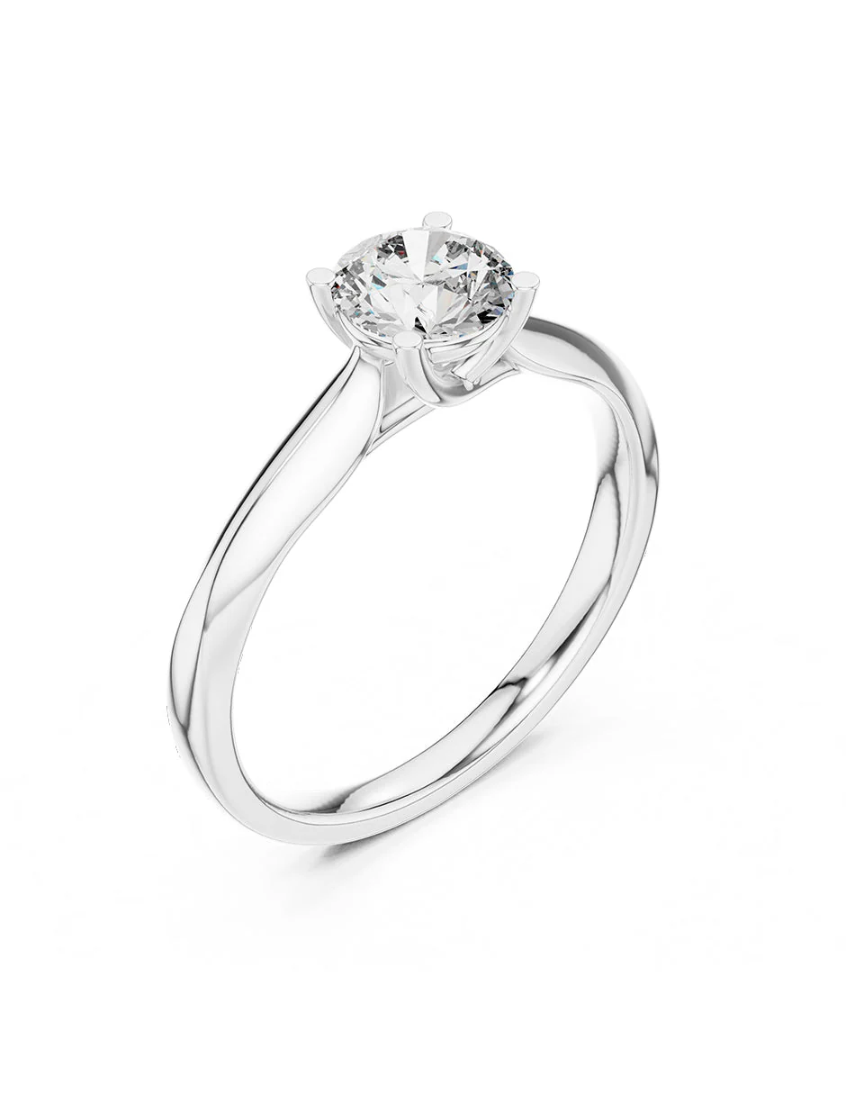 Anillo estilo solitario con diamante natural redondo 0.19 ct, color G, claridad VS2 - Image 3