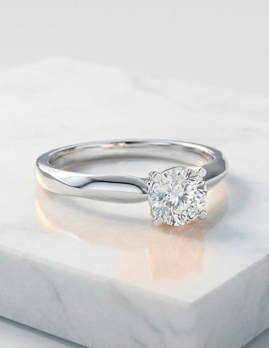 Anillo estilo solitario con diamante natural redondo 0.19 ct, color G, claridad VS2 - Image 6