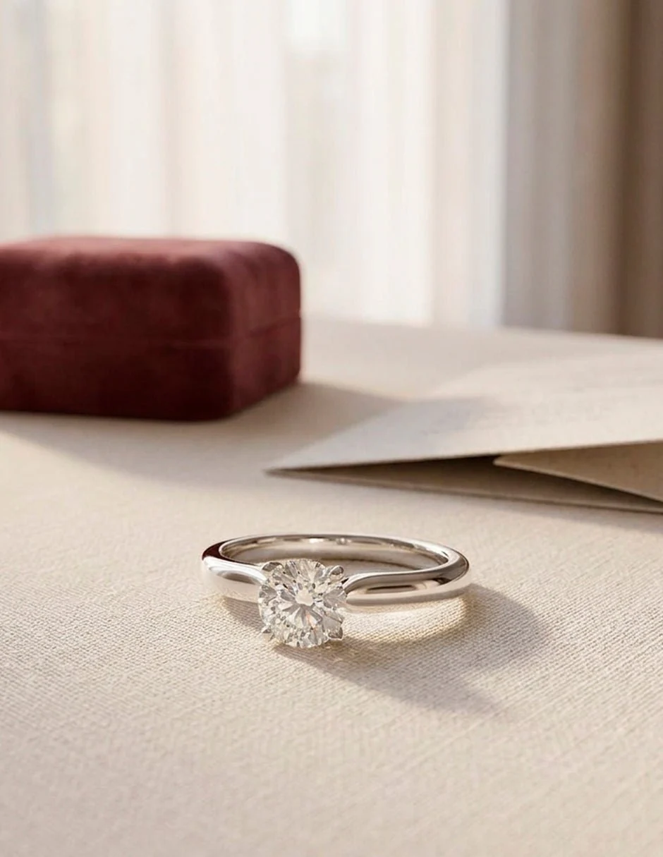 Anillo estilo solitario con diamante natural redondo 0.19 ct, color G, claridad VS2 - Image 8