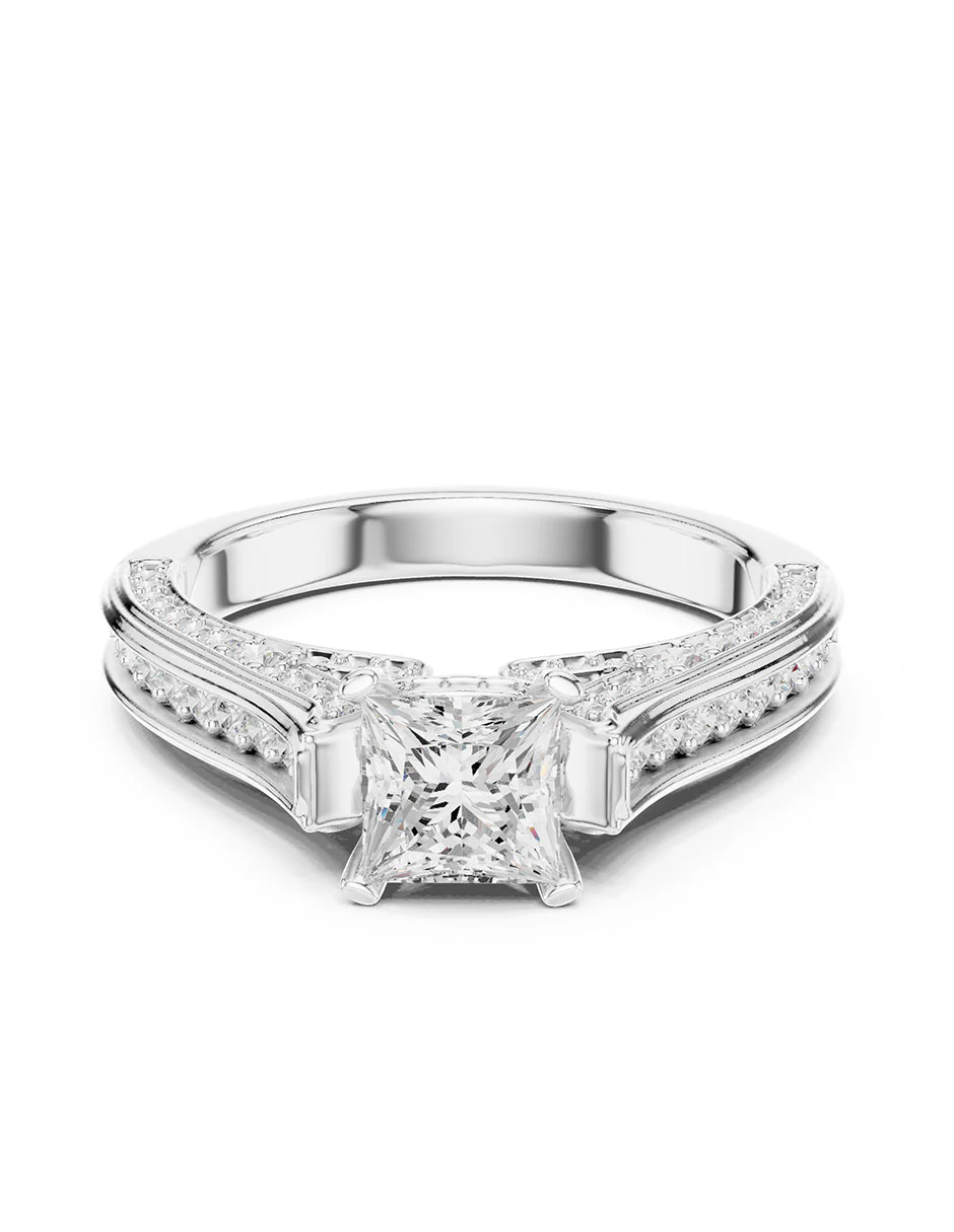 Montura para personalizar - piedras laterales - AMORE307-PR