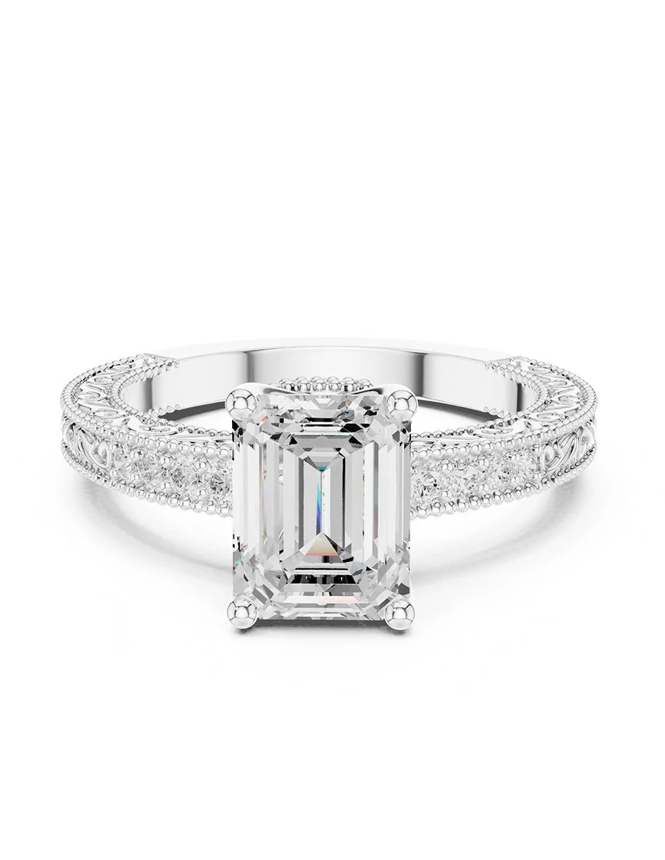 Montura para personalizar - piedras laterales - AMORE340-EM