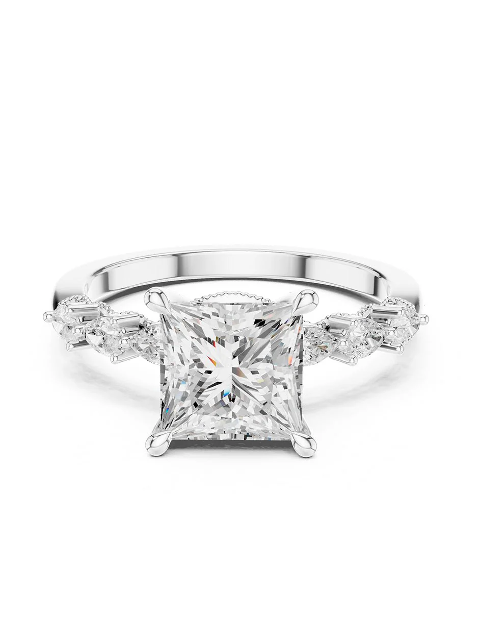 Montura para personalizar - piedras laterales - AMORE346-PR