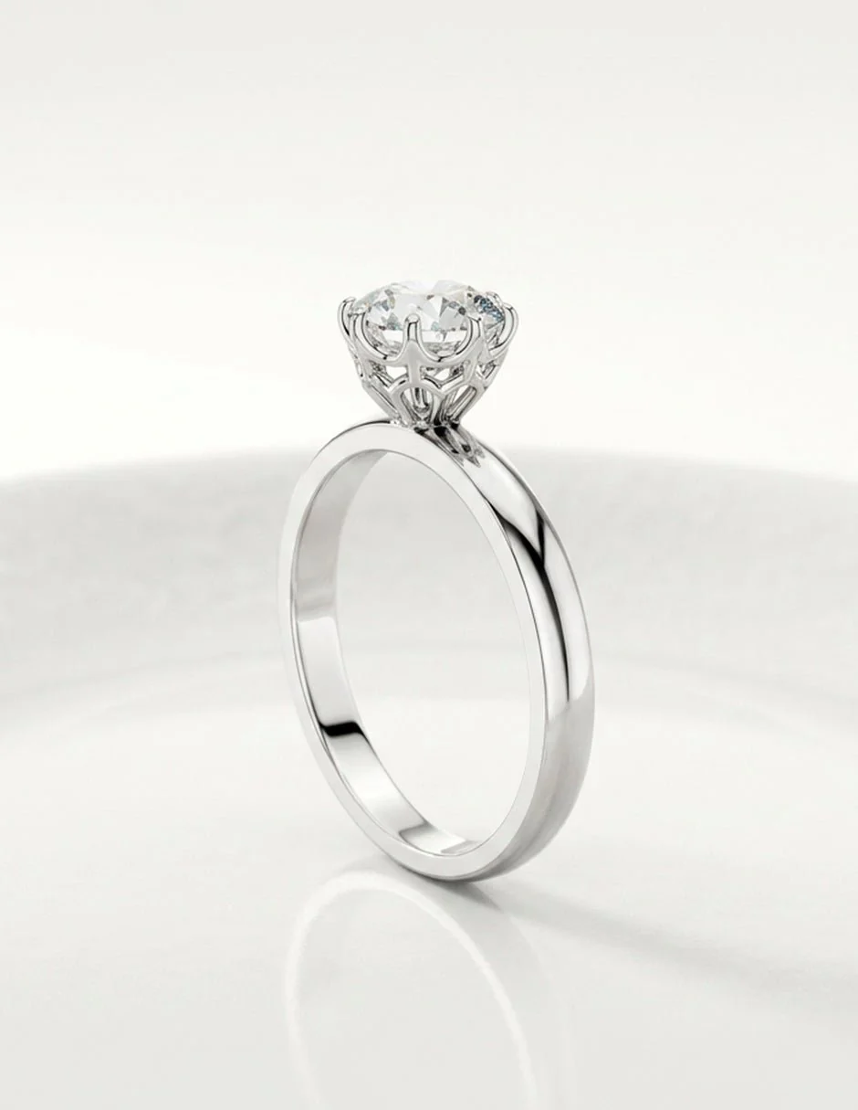 Anillo estilo solitario con diamante natural redondo 0.23 ct, color E, claridad VVS2 - Image 5