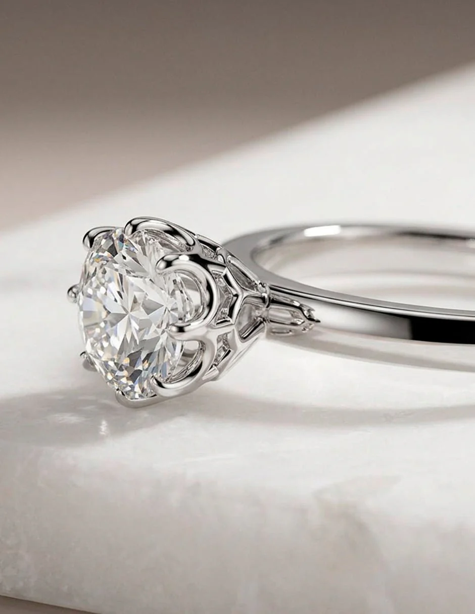 Anillo estilo solitario con diamante natural redondo 0.23 ct, color E, claridad VVS2 - Image 6