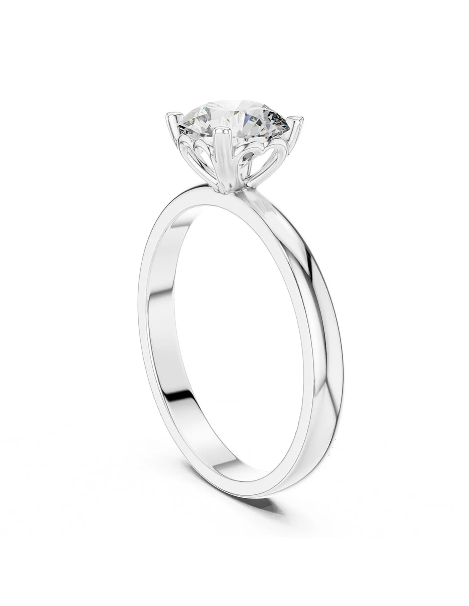 Anillo estilo solitario con diamante natural redondo 0.19 ct, color D, claridad SI1 - Image 4