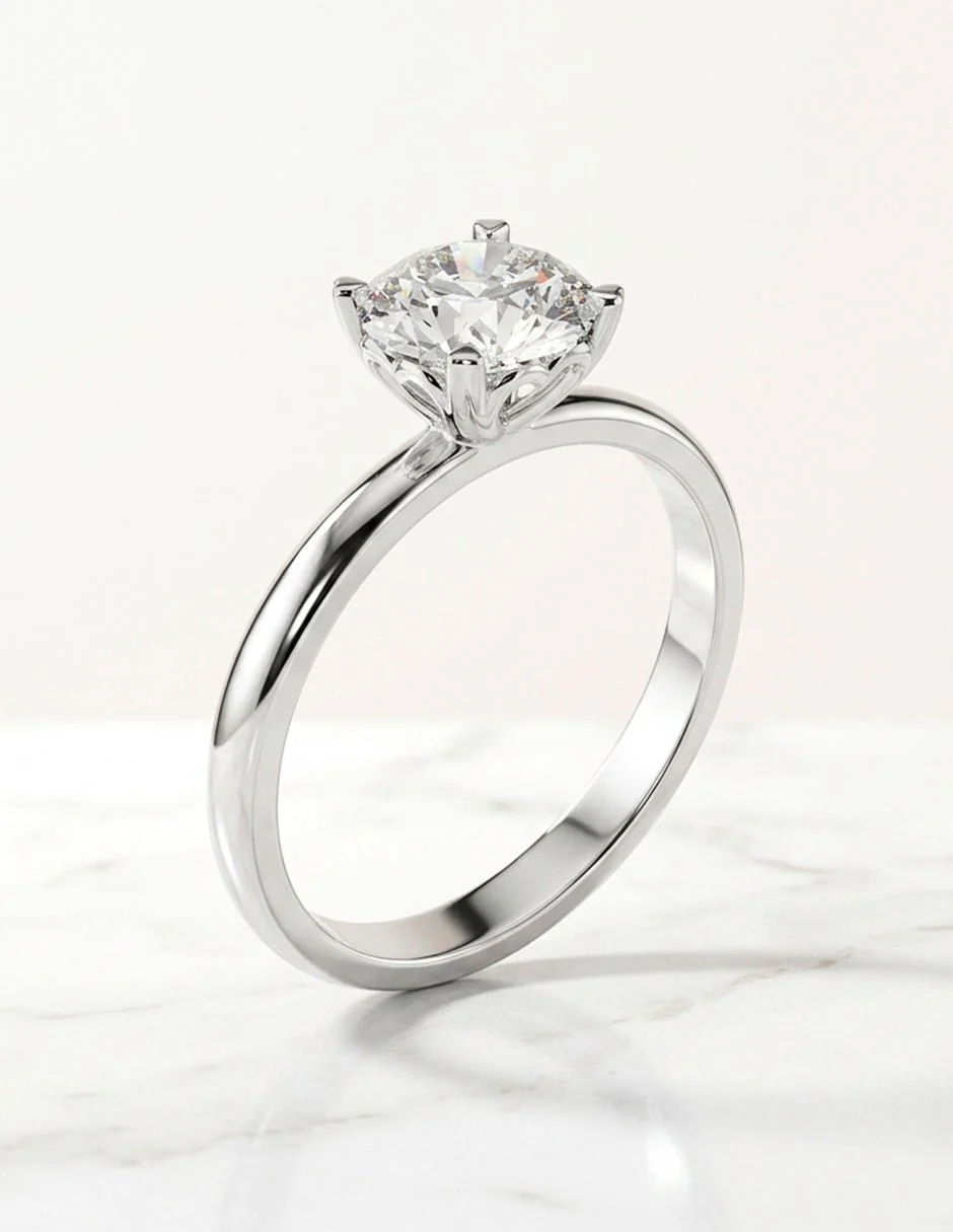 Anillo estilo solitario con diamante natural redondo 0.19 ct, color D, claridad SI1 - Image 5