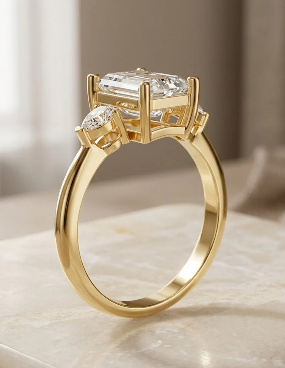 Montura para personalizar - tres piedras - AMORE506-EM - Image 15