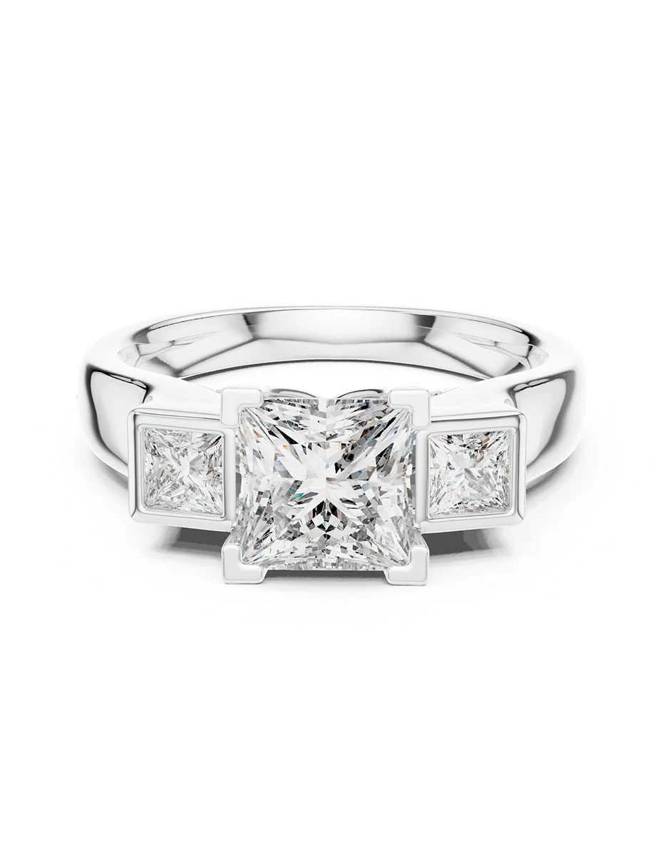 Montura para personalizar - tres piedras - AMORE519-PR