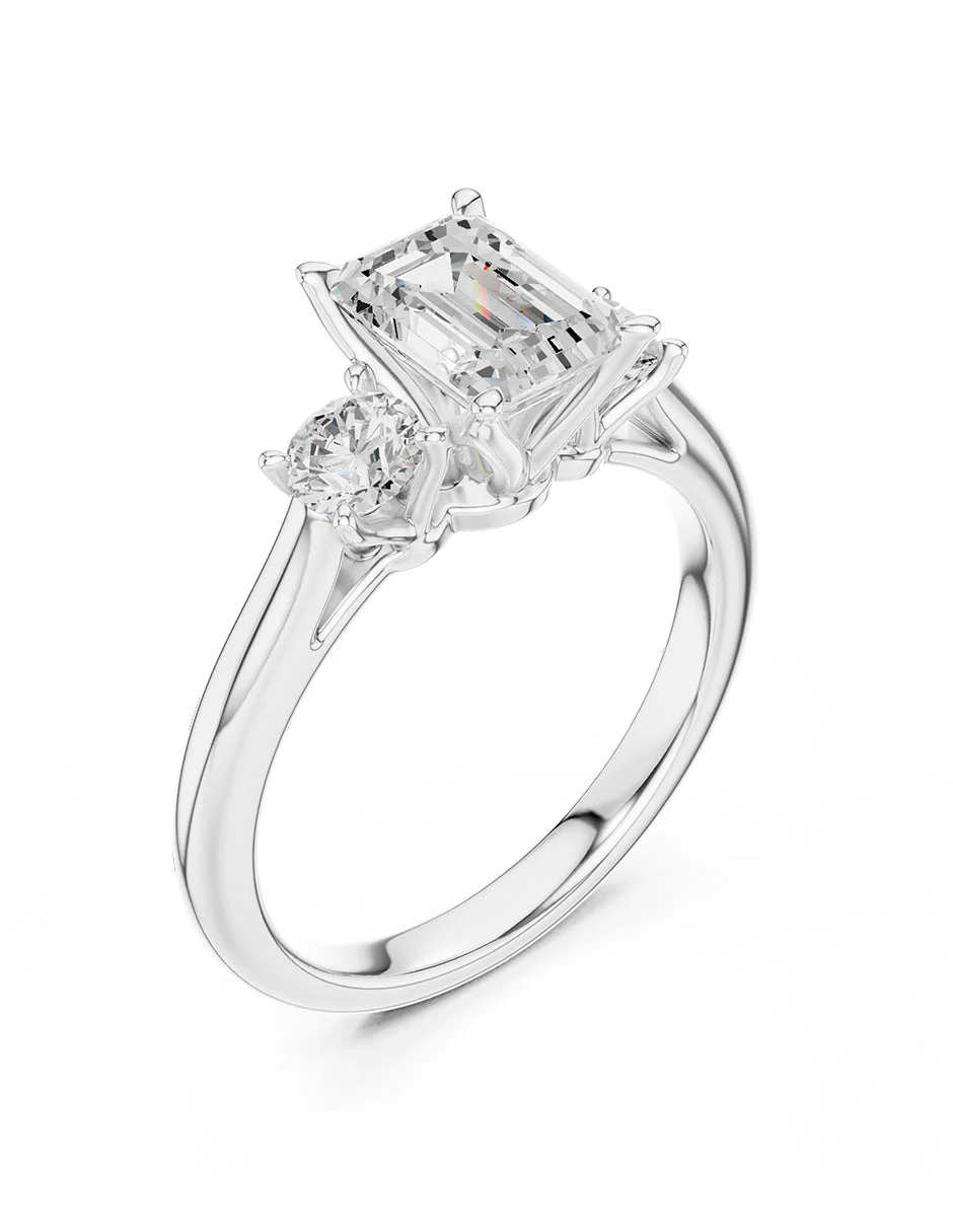 Montura para personalizar - tres piedras - AMORE522-EM - Image 4