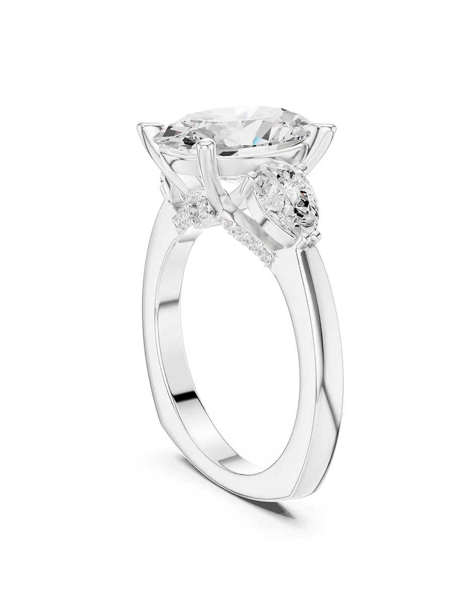 Montura para personalizar - tres piedras - AMORE525-OV - Image 3