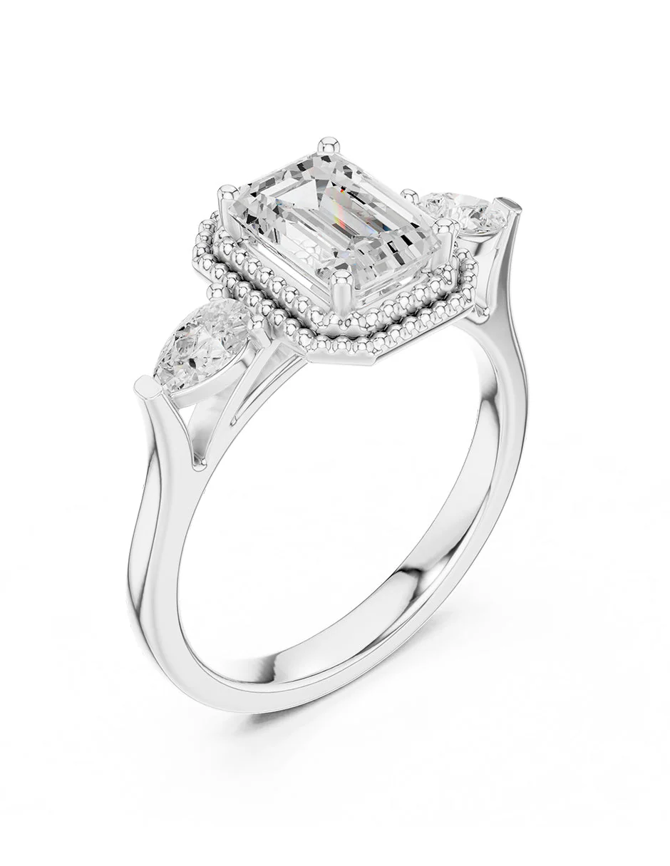 Montura para personalizar - tres piedras - AMORE529-EM - Image 4