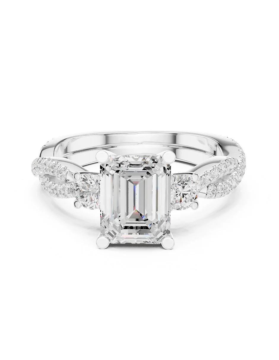 Montura para personalizar - tres piedras - AMORE535-EM