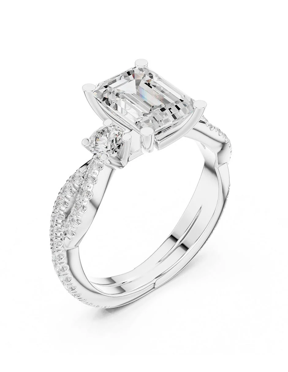 Montura para personalizar - tres piedras - AMORE535-EM - Image 4