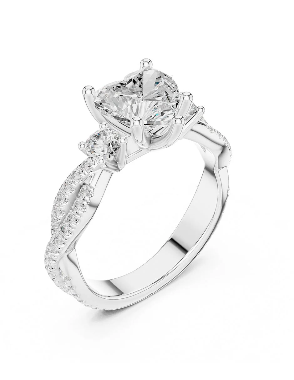Montura para personalizar - tres piedras - AMORE535-HE - Image 4