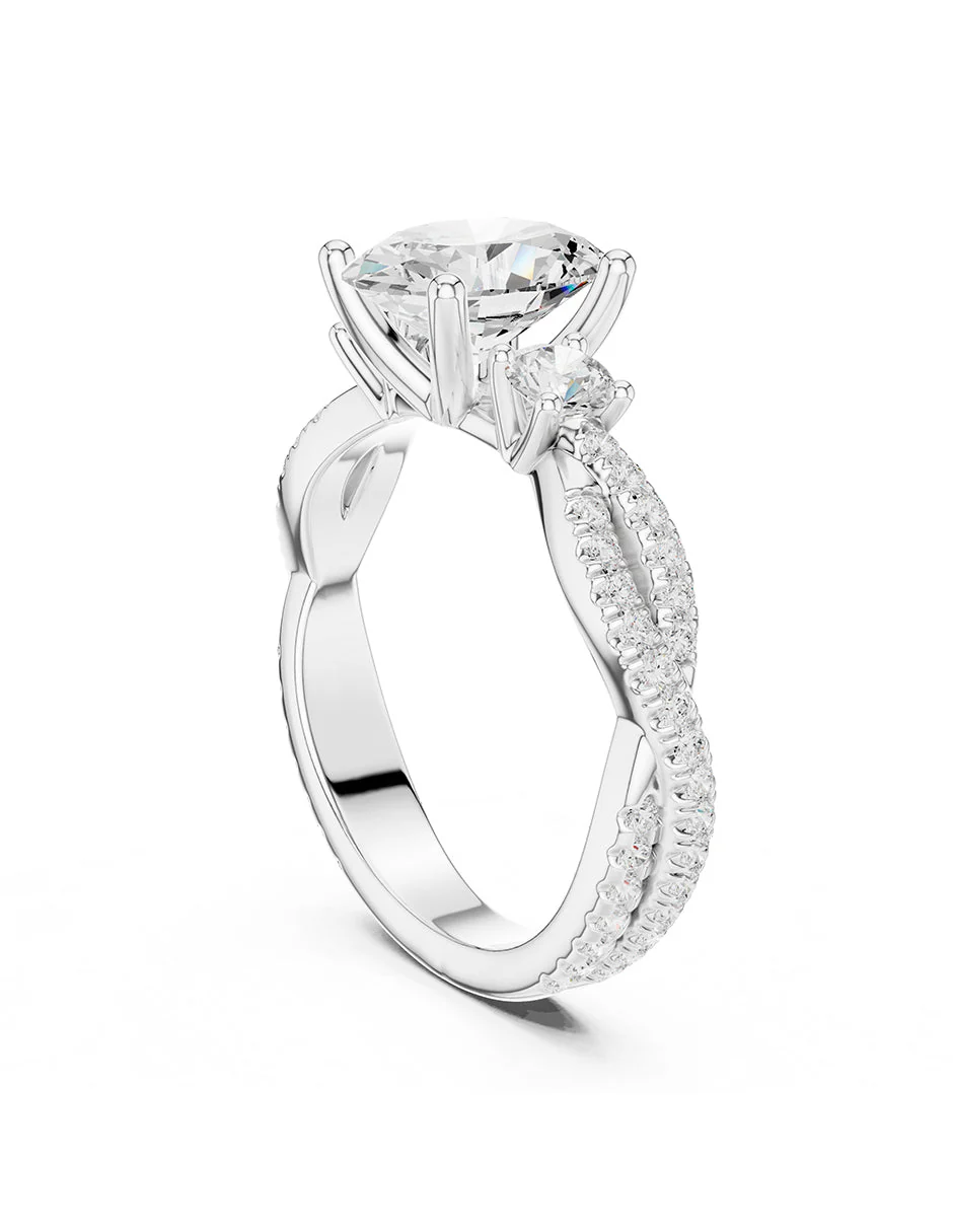 Montura para personalizar - tres piedras - AMORE535-OV - Image 3