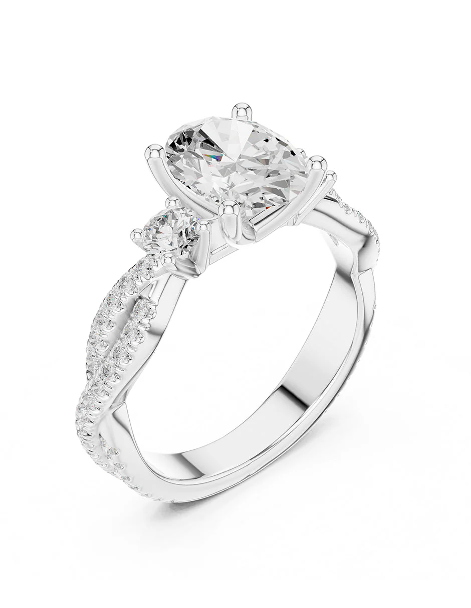Montura para personalizar - tres piedras - AMORE535-OV - Image 4