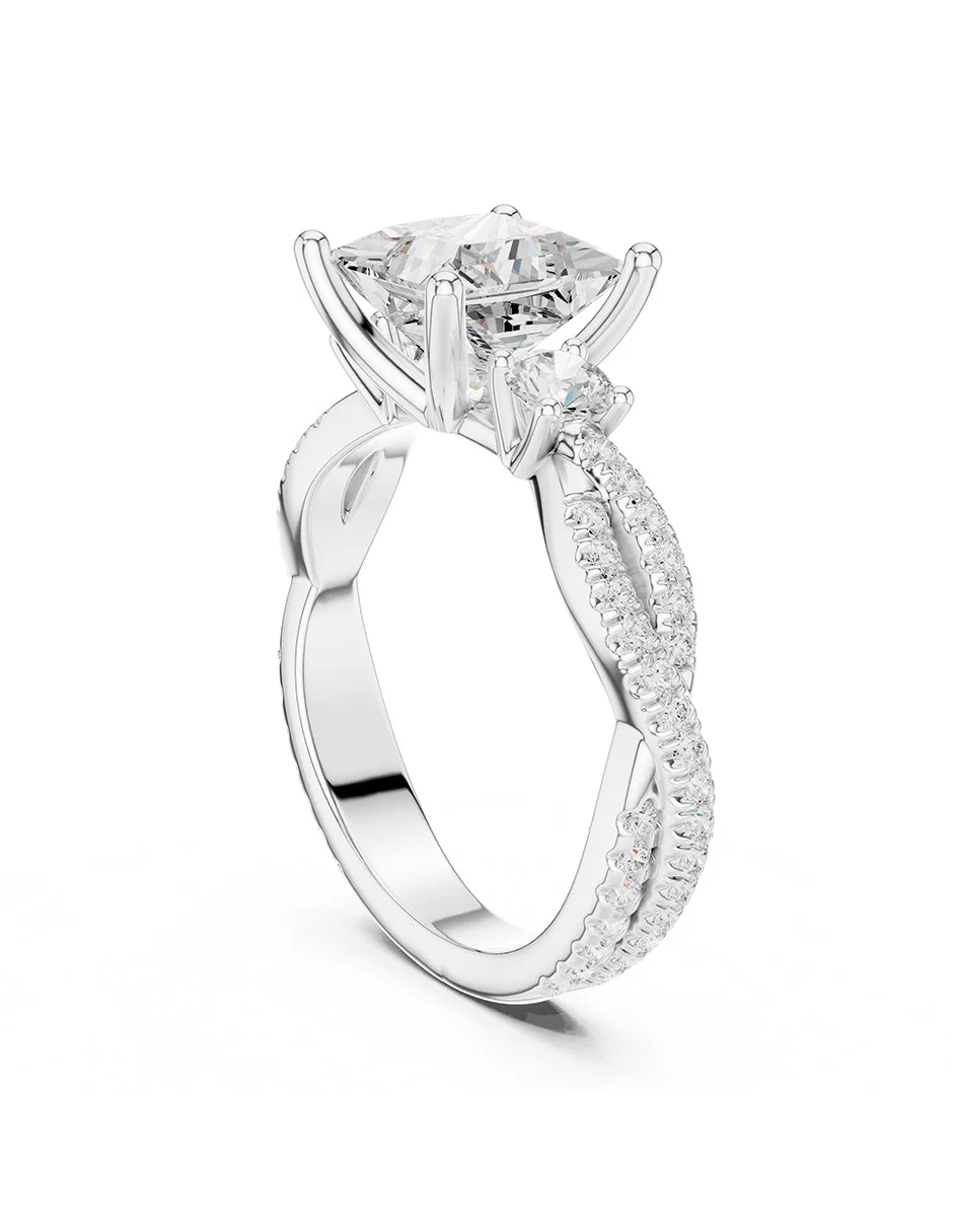 Montura para personalizar - tres piedras - AMORE535-PR - Image 3