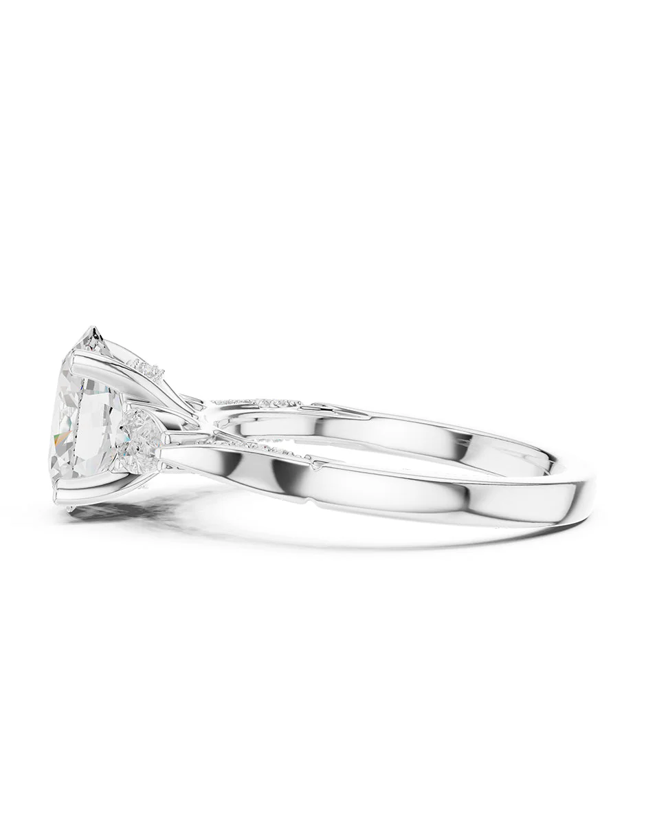 Montura para personalizar - tres piedras - AMORE537-OV - Image 2