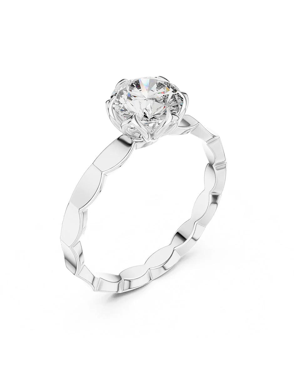 Anillo estilo solitario con diamante natural redondo 0.19 ct, color G, claridad SI2 - Image 3