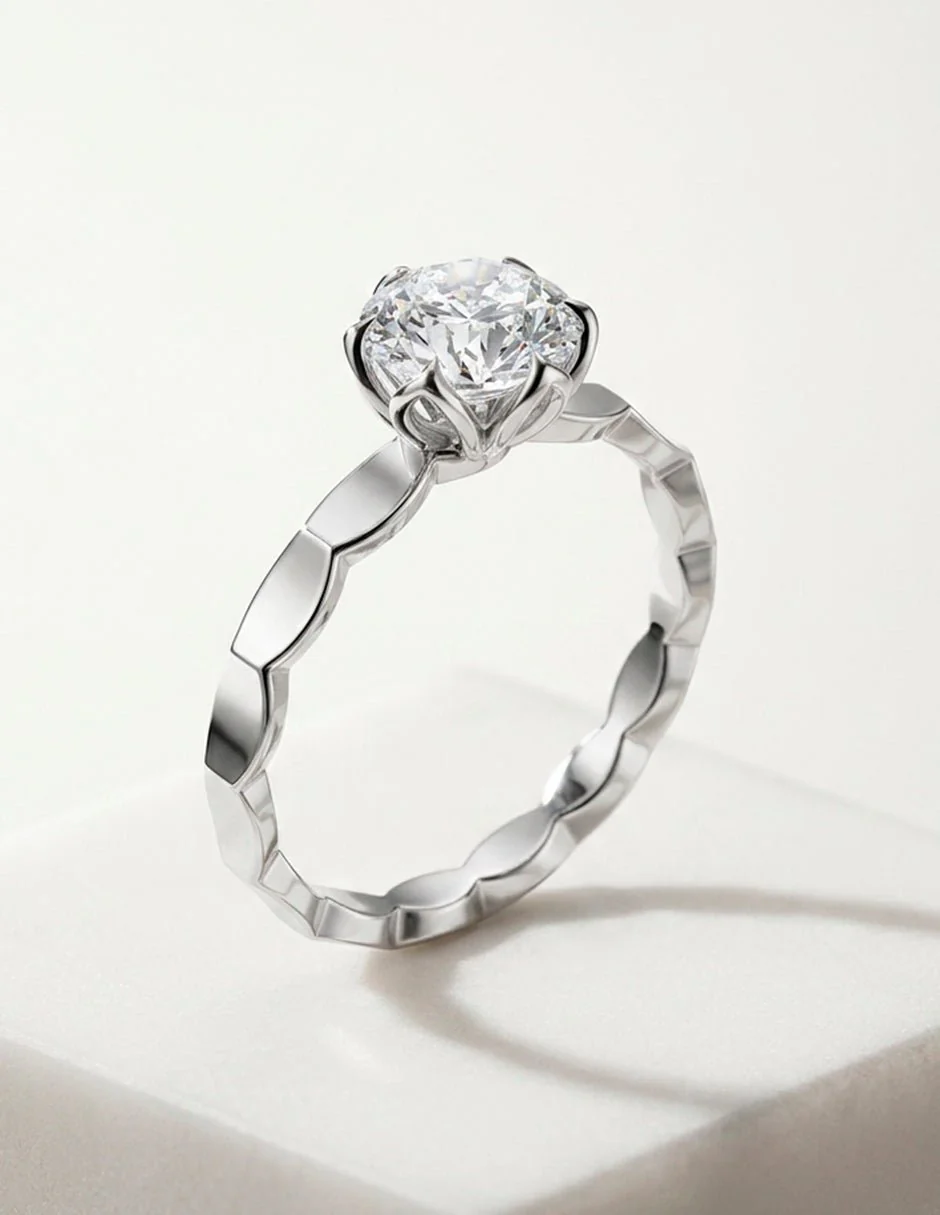Anillo estilo solitario con diamante natural redondo 0.19 ct, color G, claridad SI2 - Image 5