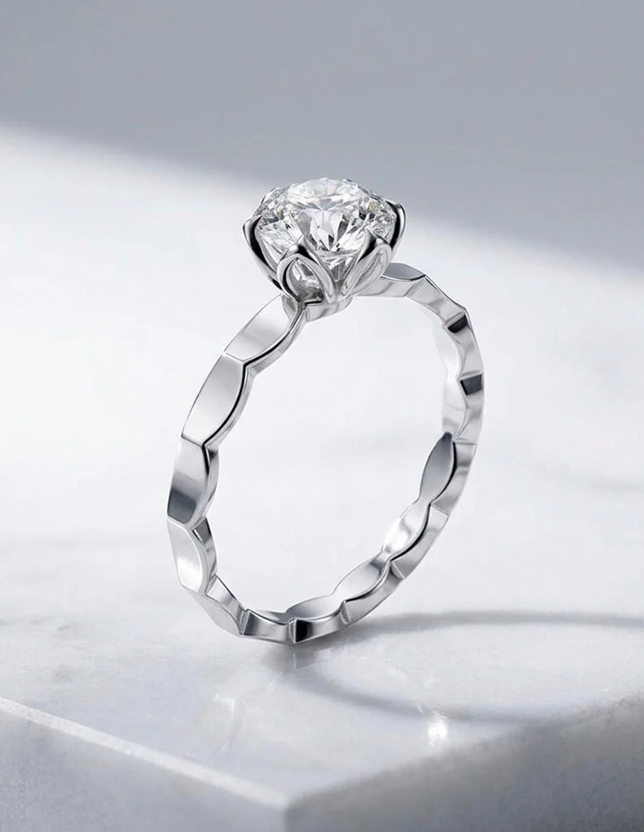 Anillo estilo solitario con diamante natural redondo 0.19 ct, color G, claridad SI2 - Image 6