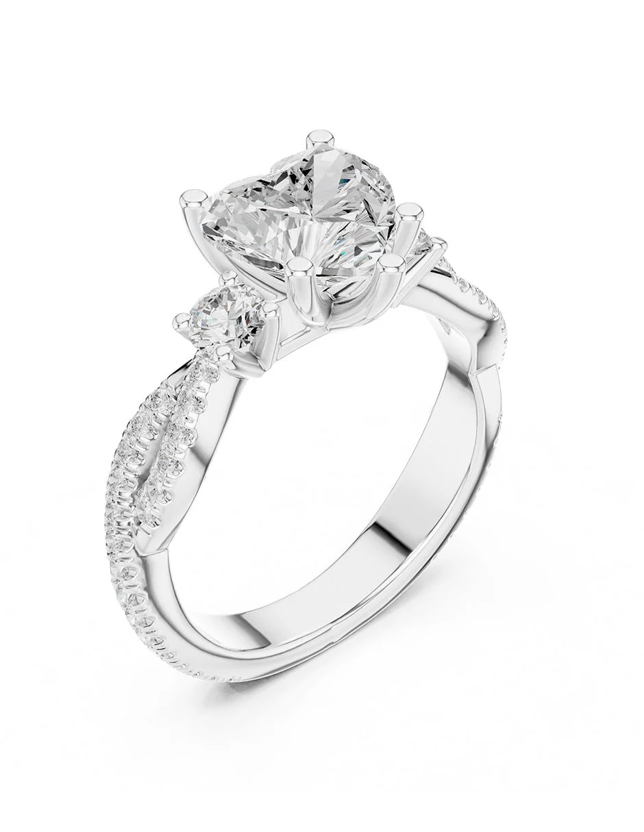 Montura para personalizar - tres piedras - AMORE546-HE - Image 4