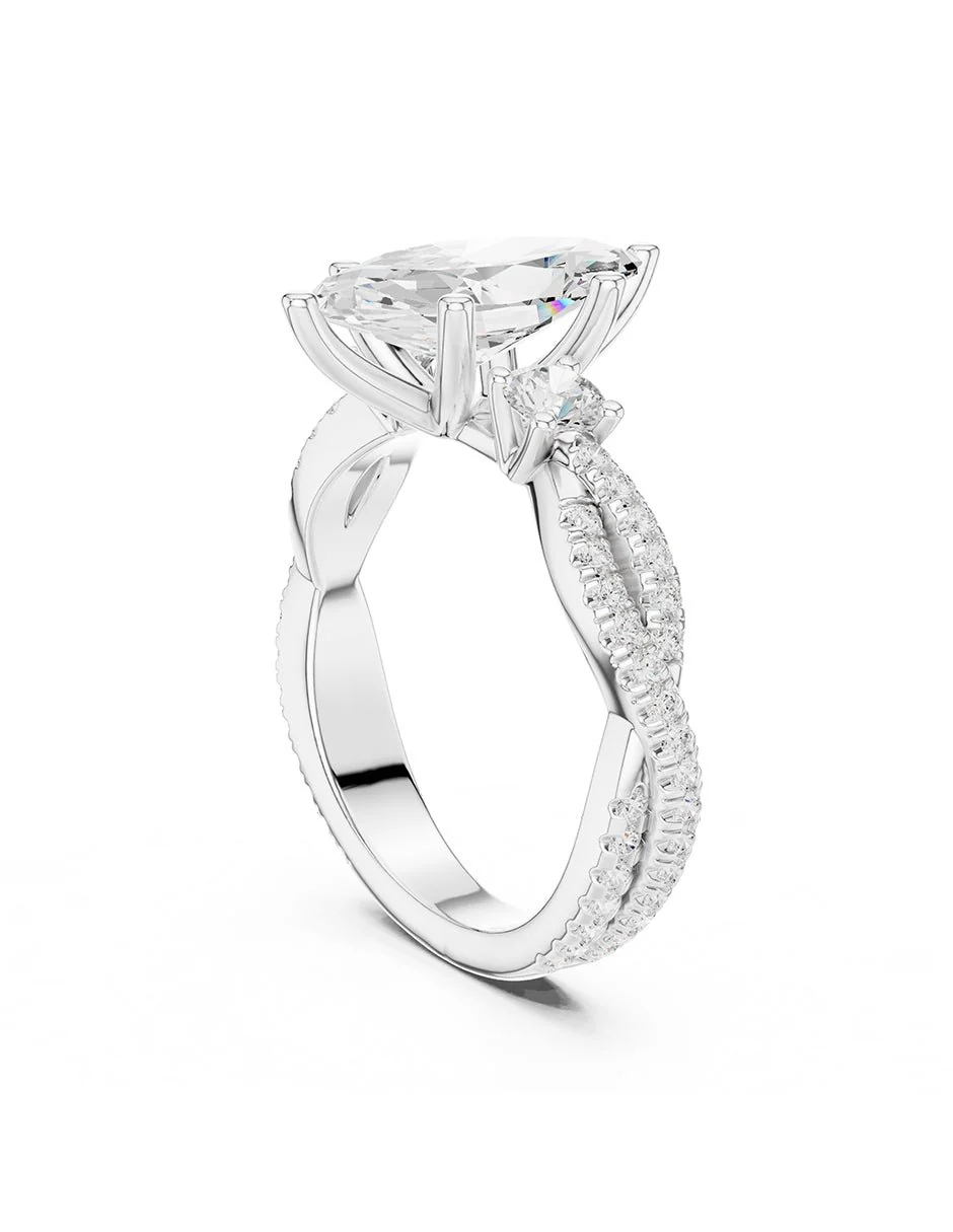 Montura para personalizar - tres piedras - AMORE546-MQ - Image 3