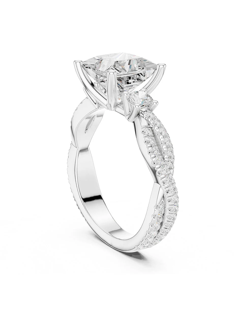Montura para personalizar - tres piedras - AMORE546-PR - Image 3