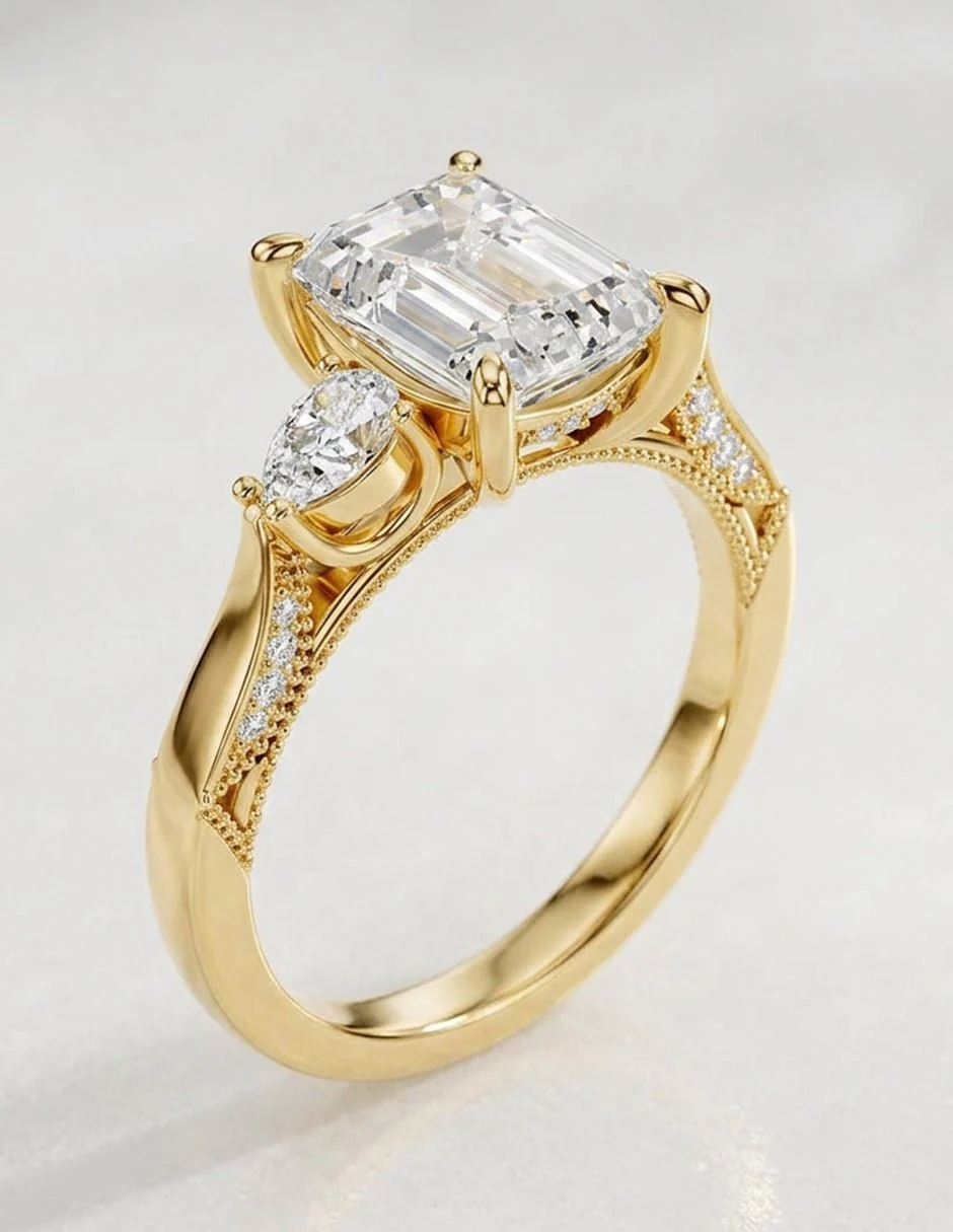 Montura para personalizar - tres piedras - AMORE547-EM - Image 17