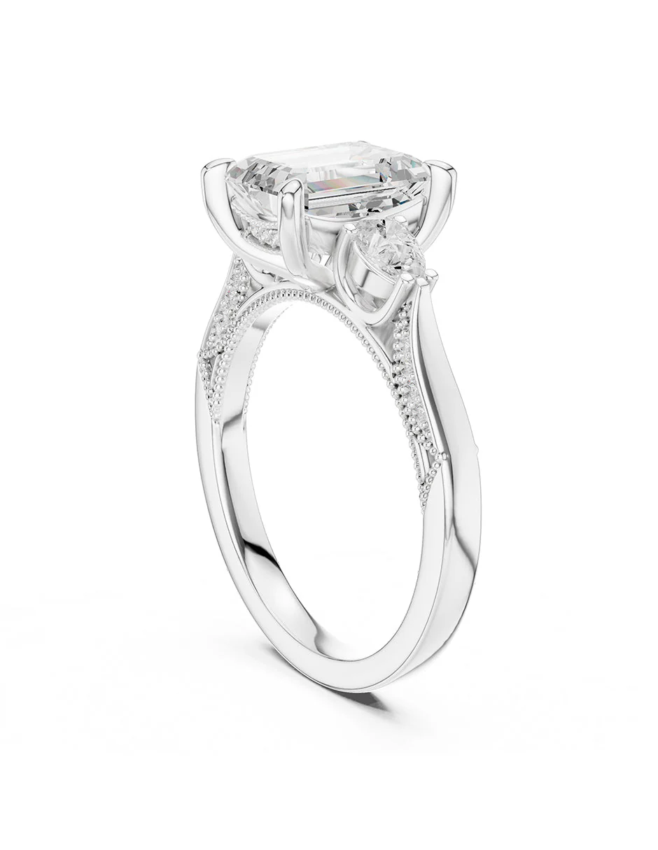 Montura para personalizar - tres piedras - AMORE547-EM - Image 3