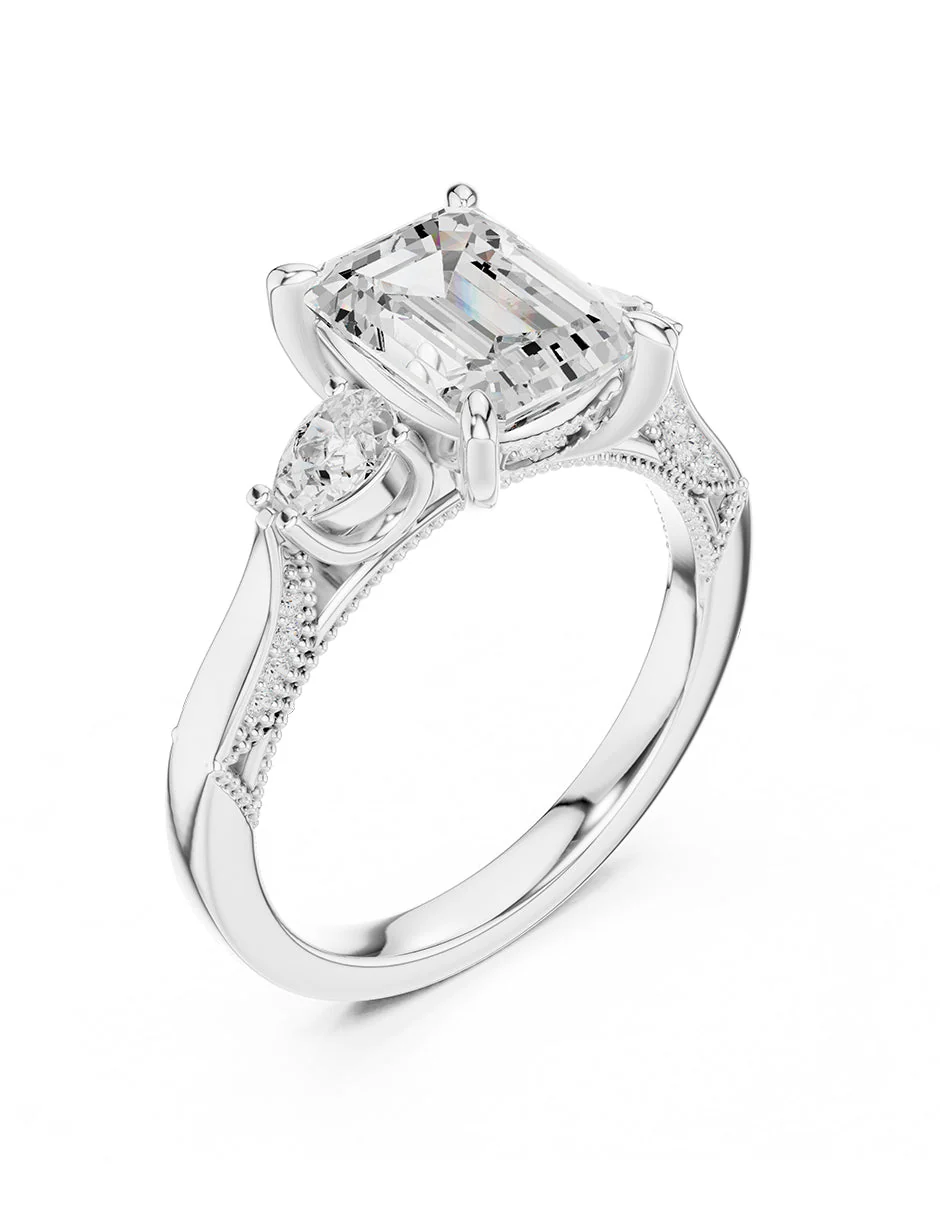 Montura para personalizar - tres piedras - AMORE547-EM - Image 4