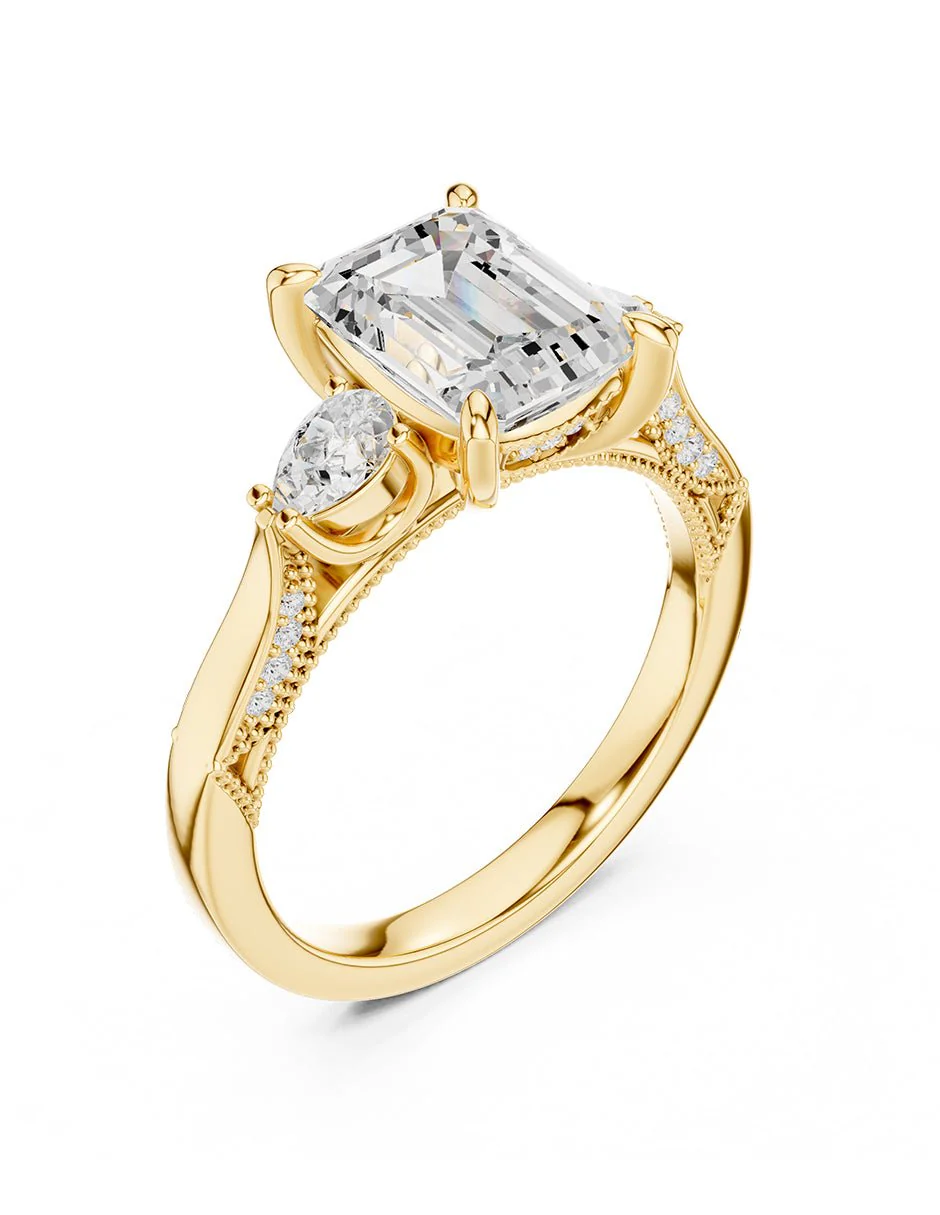 Montura para personalizar - tres piedras - AMORE547-EM - Image 8