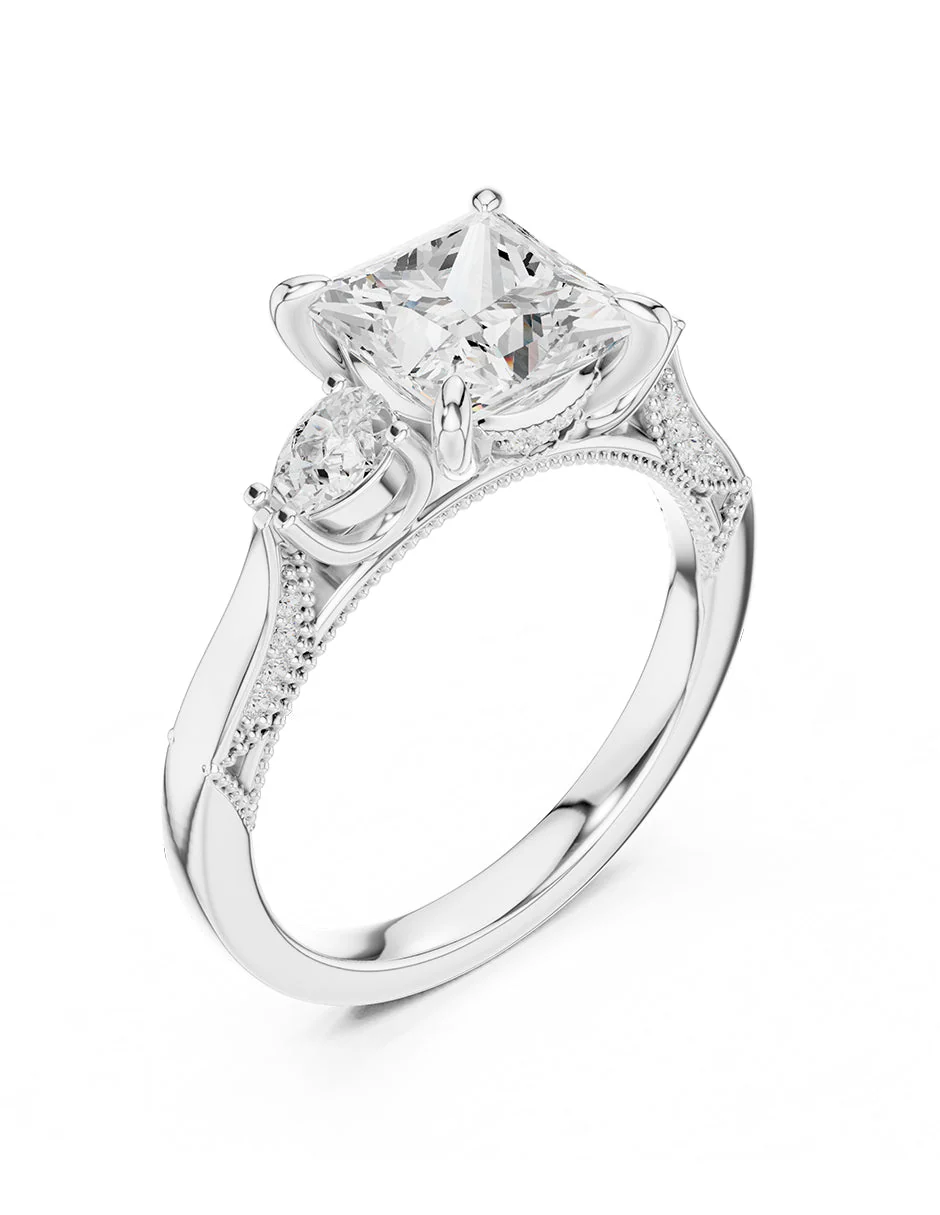 Montura para personalizar - tres piedras - AMORE547-PR - Image 4